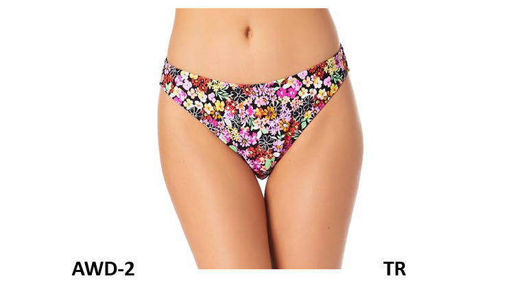 California Waves Women's Juniors Floral Printed Hipster Bikini Bottoms, X-Small