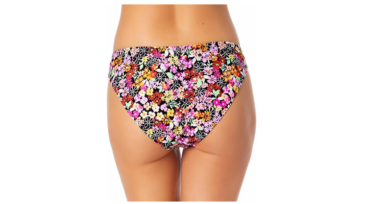 California Waves Women's Juniors Floral Printed Hipster Bikini Bottoms, X-Small