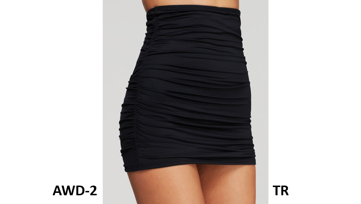 DKNY Beyond Glam High Waist Pull On Shirred Skirted Bikini Bottom, Black, Small