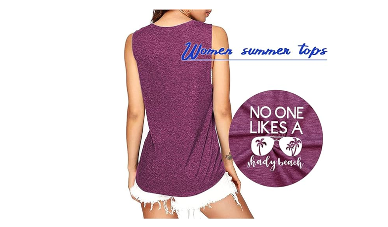 Women Summer Tanks No One Likes A Shady Beach Vacation Funny Trees Graphic, L