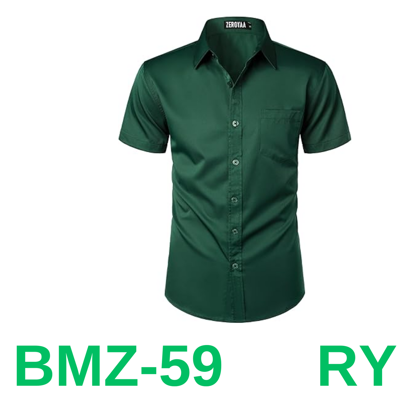 ZEROYAA Men's Casual Urban Stylish Slim Fit Short Sleeve Button Up Dress, XL