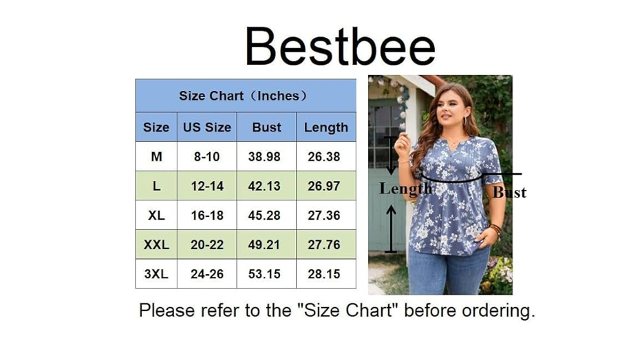 Bestbee Women's Short Sleeve Button-Down Shirts V Neck Tunic Tops 2024 Summer, M