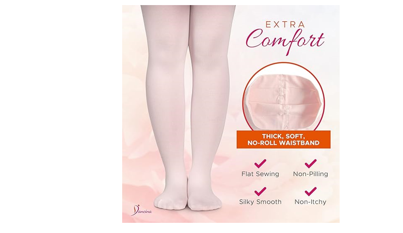 Dancina Footed Dance Tights Modest Thick Opaque Nylon Plus Size Teenagers, L