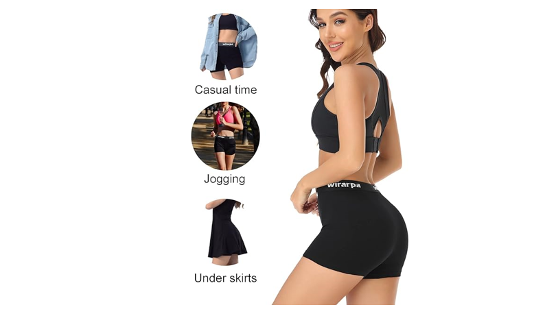 wirarpa Women's Cotton Boxer Briefs Underwear Boy Shorts 4 Pack Black, Medium