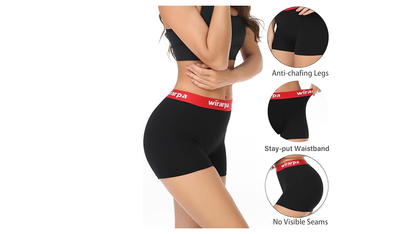 wirarpa Women's Cotton Boxer Briefs Underwear Boy Shorts 4 Pack Black, Medium