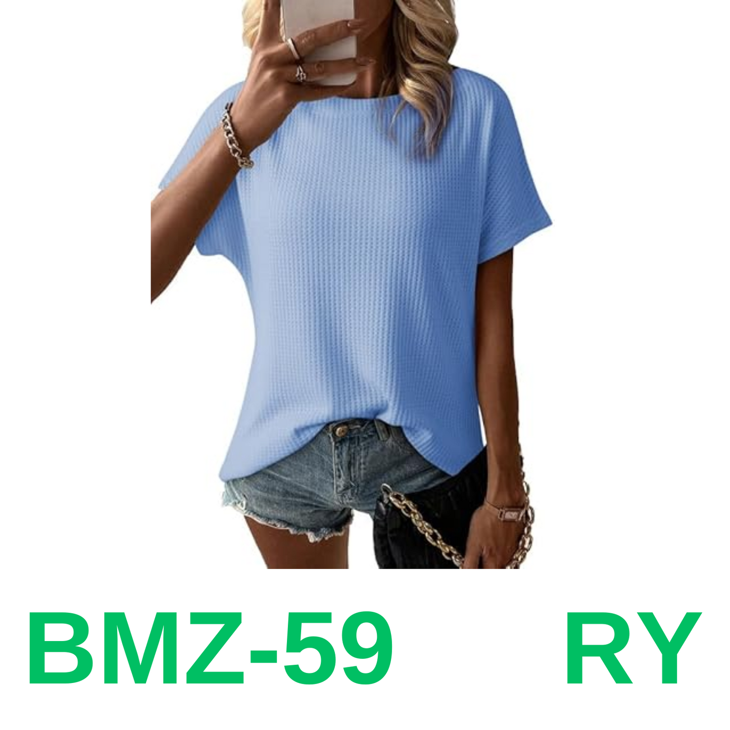Dokotoo Womens Summer Round Neck Waffle Knit Oversized Slouchy Shirt Henley, L