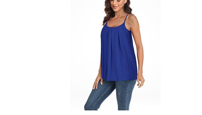 Summer Tops for Women Loose Spaghetti Strap Sleeveless Plus Size Blouses, 2XL