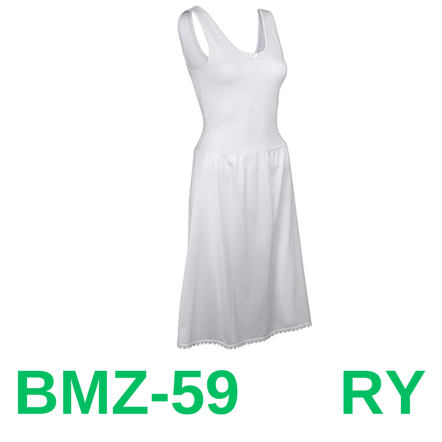 TruFit Women's Cotton Full Length Dress Slip, 34-22 Length, White,34-22