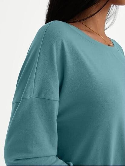 AUTOMET Womens Long Sleeve Shirts Fall Fashion 2024 Loose Fitted Crewneck Top S