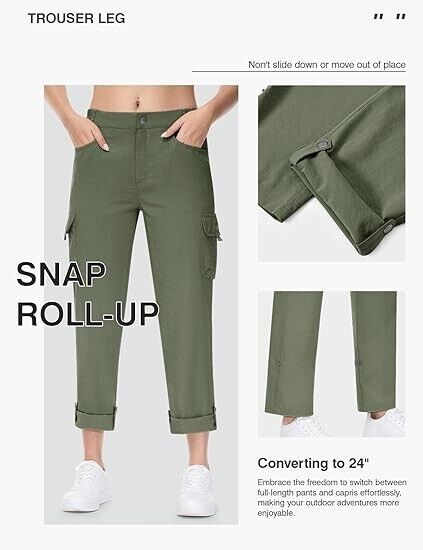TBMPOY Womens Cargo Hiking Quick Dry Convertible Lightweight Waterproof Pants, M