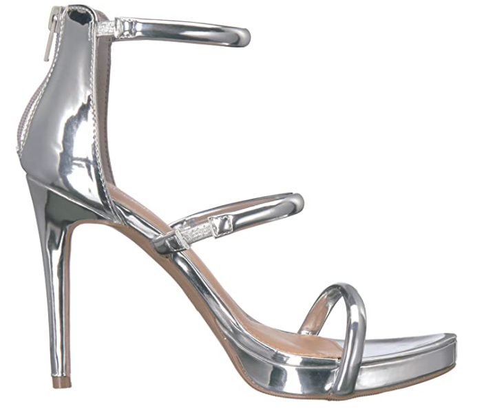Topline Women's Lover Dress Sandal Silver Stiletto heel  Sz8 **NIB**