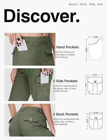 TBMPOY Womens Cargo Hiking Quick Dry Convertible Lightweight Waterproof Pants, M