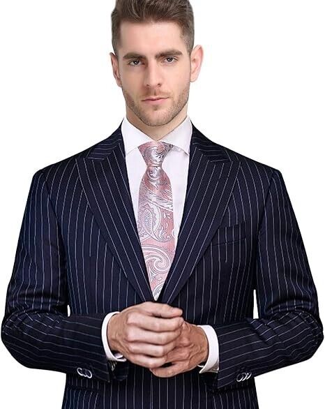 DiBanGu Silk Zipper Ties, Paisley Solid Plaid & Pocket Square Pre-tied NeckTie