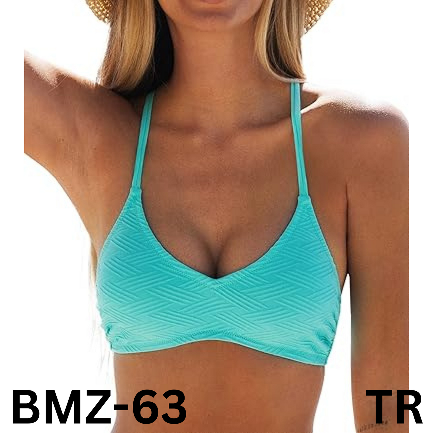 CUPSHE Women's Bikini Top Blue Halter Back Tie Bathing Suit, M