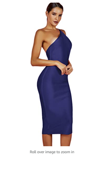 whoinshop Women's One Shoulder Bandage Evening Knee Length Cocktail Party Dress