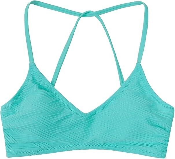 CUPSHE Women's Bikini Top Blue Halter Back Tie Bathing Suit, M