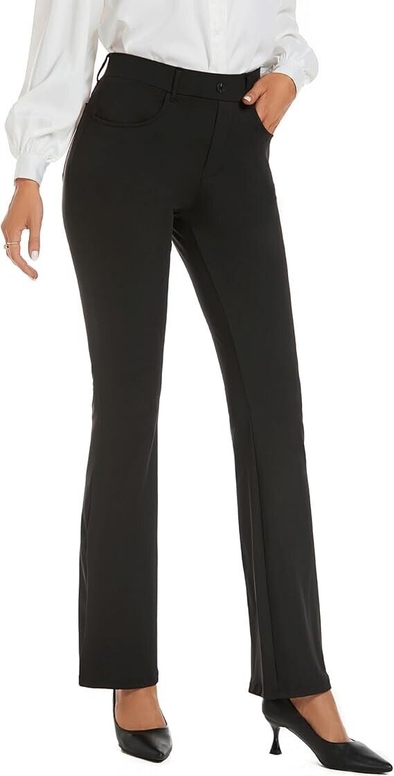 adorence Black Dress Pants, Black Slacks, Women Pants Dressy Casual Yoga, 29"- L