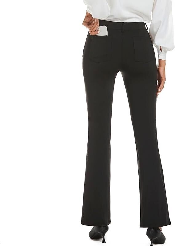 adorence Black Dress Pants, Black Slacks, Women Pants Dressy Casual Yoga, 29"- L