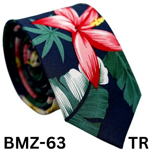 BELLUNO Floral Skinny Tie for Men, Slim Flower Tie for Wedding, Activities, Gift
