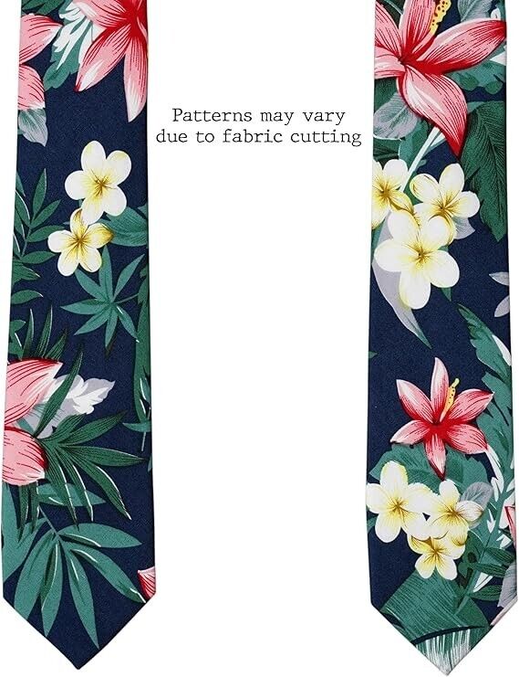 BELLUNO Floral Skinny Tie for Men, Slim Flower Tie for Wedding, Activities, Gift