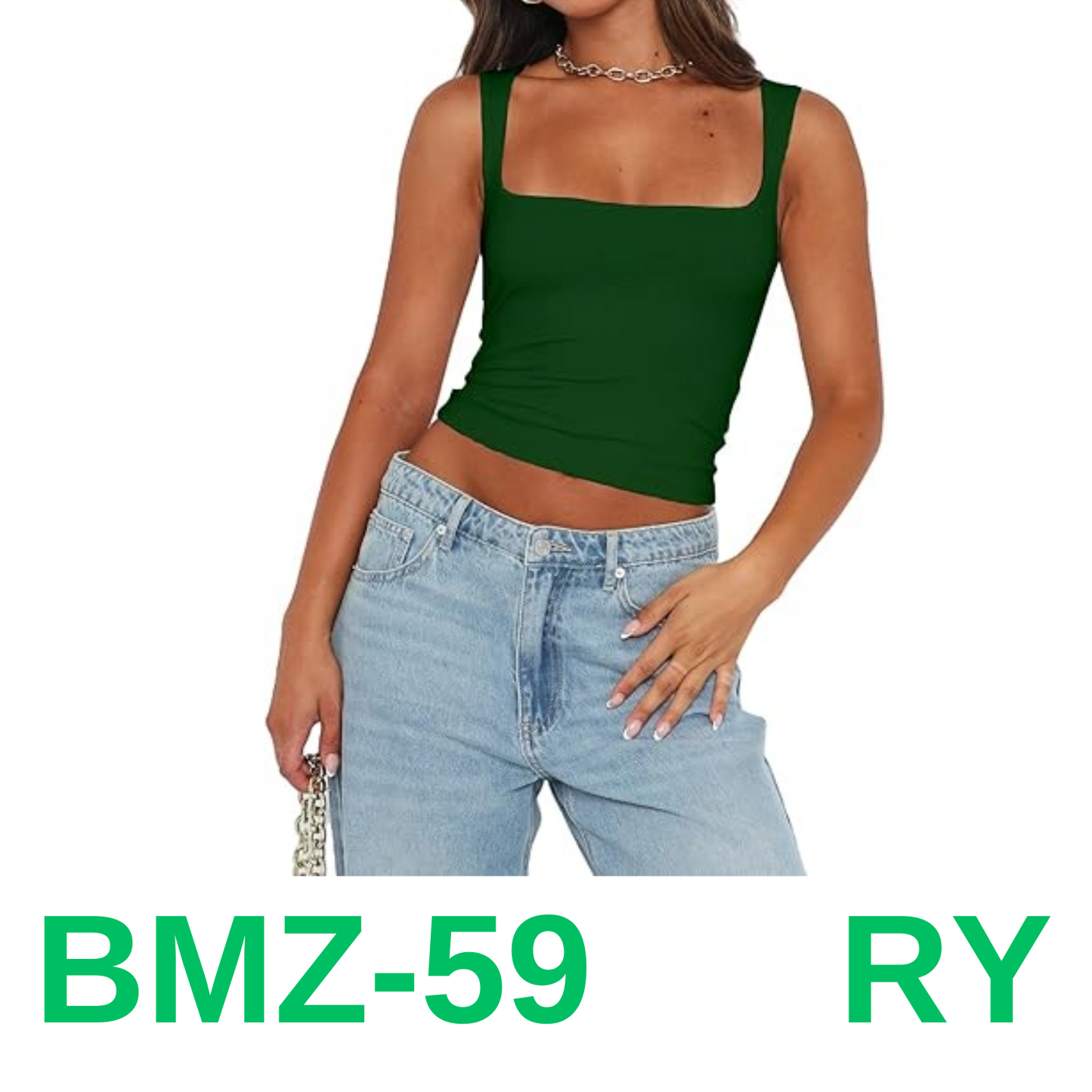Abardsion Womens Sexy Crop Top Summer 2024 Square Neck Sleeveless Double, S