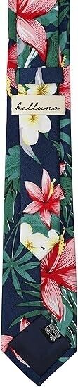 BELLUNO Floral Skinny Tie for Men, Slim Flower Tie for Wedding, Activities, Gift