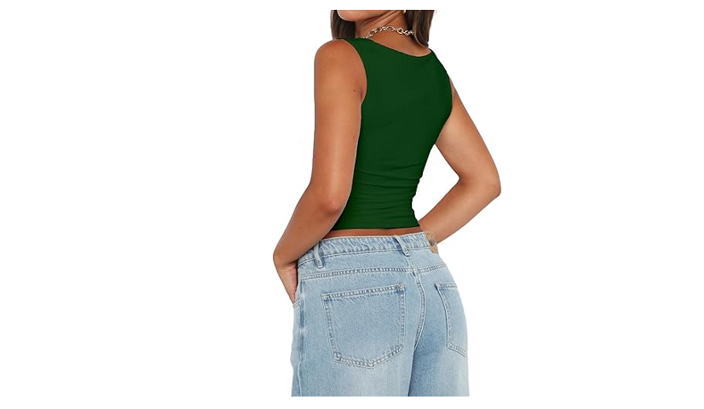 Abardsion Womens Sexy Crop Top Summer 2024 Square Neck Sleeveless Double, S
