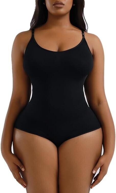 Dennessia's slimming shapewear brief bodysuit provides tummy control, Black XXL