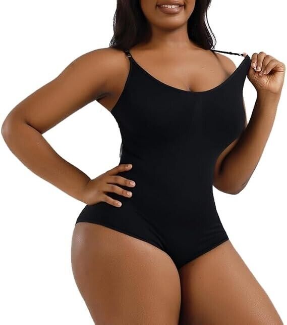 Dennessia's slimming shapewear brief bodysuit provides tummy control, Black XXL