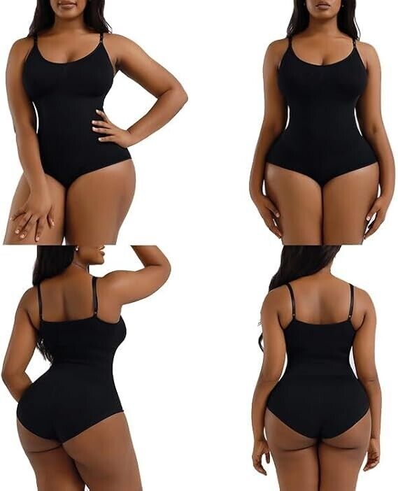 Dennessia's slimming shapewear brief bodysuit provides tummy control, Black XXL