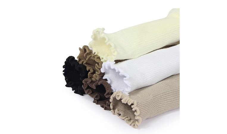 BomKinta Ruffle Socks Women Lightweight Cotton Socks Turn-Cuff Frilly Sock, 5-10