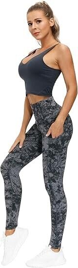 THE GYM PEOPLE Thick High Waist Yoga Pants with Pockets,Tummy Control Legging XL