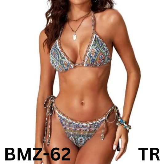 ZAFUL Swim Suits for Women 2024 Triangle Halter Bikini Bathing Suits Swimwear, L