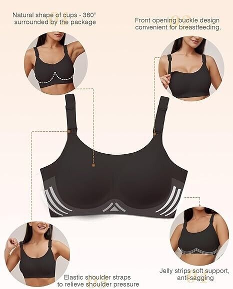 As Fairy Nursing Bra Comfort Seamless Support Bralettes for Women Wireless Bra L