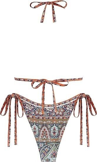 ZAFUL Swim Suits for Women 2024 Triangle Halter Bikini Bathing Suits Swimwear, L