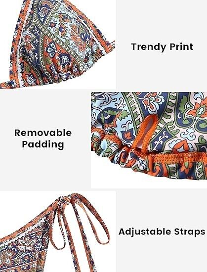 ZAFUL Swim Suits for Women 2024 Triangle Halter Bikini Bathing Suits Swimwear, L