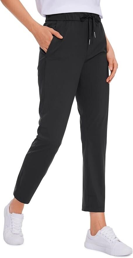 CRZ YOGA Womens 4-Way Stretch Ankle Golf Pants - 7/8 Dress Work Pants Pockets, L
