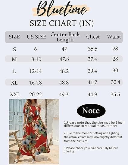 Bluetime Hawaiian Dresses for Women Resort Wear Beach Party Dress Maxi Dress, M