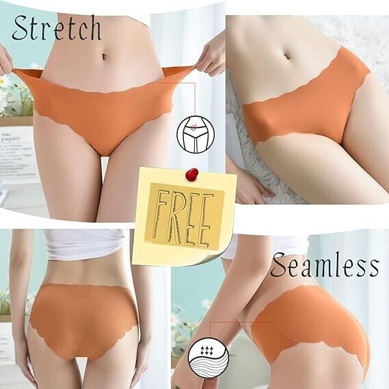 Democool Women's Seamless Hipster No Show Invisible Ice Silk Stretch Underwear M
