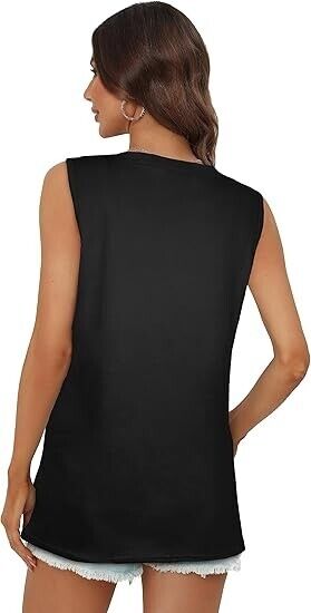 Women Tank Top Sleeveless Summer V-Neck Casual Loose Basic Tunic Blouses Tee XXL
