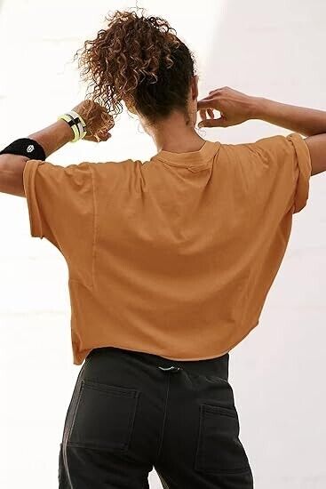Womens Workout Tops Short Sleeve, Camel, Large