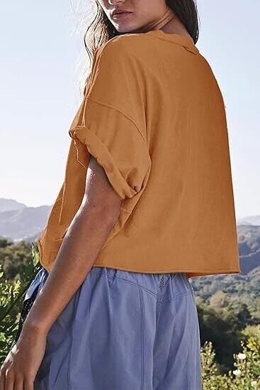 Womens Workout Tops Short Sleeve, Camel, Large