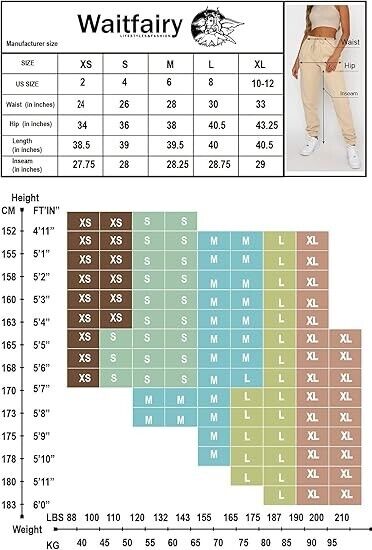 Waitfairy Womens High Waisted Sweatpants Drawstring Jogger Pants Loungewear, L
