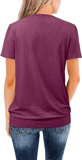 ZOLUCKY Womens Scoop Neck Short Sleeve Tops Casual Cute Solid Color T-Shirts, XL
