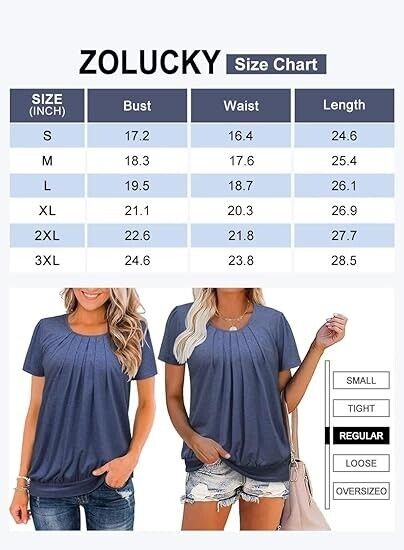 ZOLUCKY Womens Scoop Neck Short Sleeve Tops Casual Cute Solid Color T-Shirts, XL