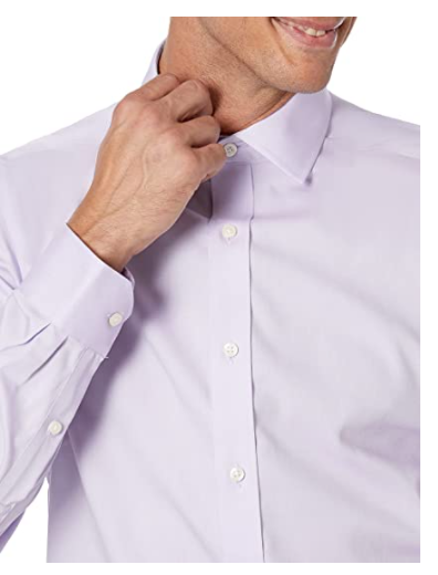 Buttoned Down Men's Tailored Fit Spread Collar Solid Non-Iron Dress Shirt Purple
