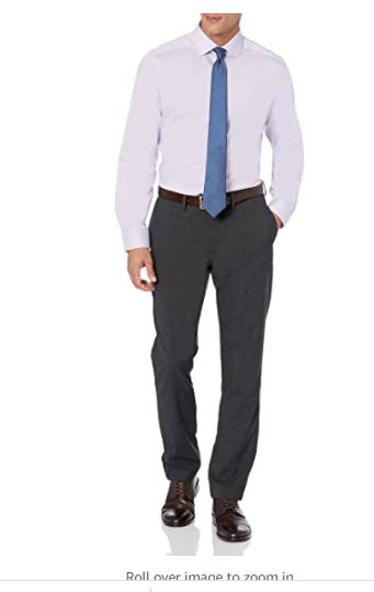 Buttoned Down Men's Tailored Fit Spread Collar Solid Non-Iron Dress Shirt Purple