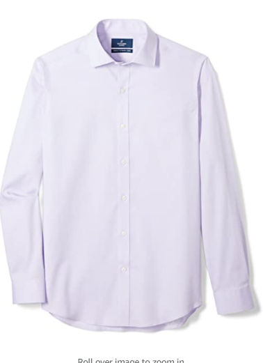 Buttoned Down Men's Tailored Fit Spread Collar Solid Non-Iron Dress Shirt Purple