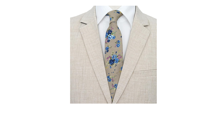 BELLUNO Floral Skinny Tie for Men, Slim Flower Ties for Wedding, Activities