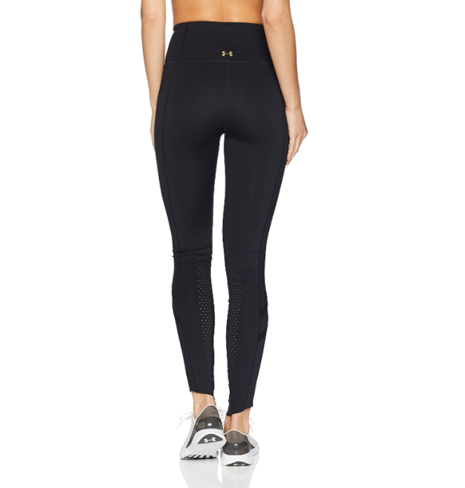 Under Armour Women's Breathelux Leggings, Black (001)/Metallic Gold, Small